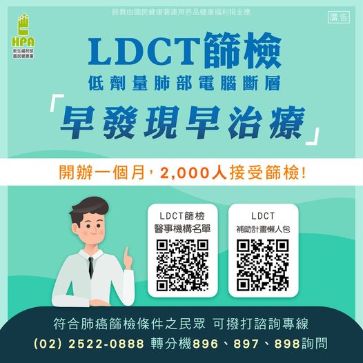 開辦一個月；2,000人接受篩檢 LDCT篩檢  早發現早治療